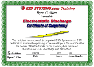 ESD Systems.com Training Certificate